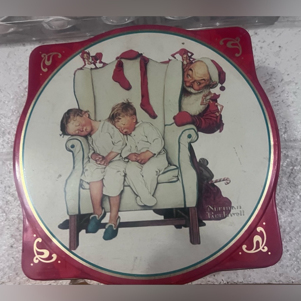Vintage Snickers Tin Norman Rockwell Christmas Tin 1995 Edition Metal Canister